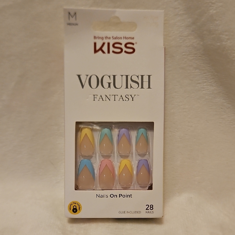 Kiss Voguish Fantasy Nails- Glue-on Purple, Blue, Yellow